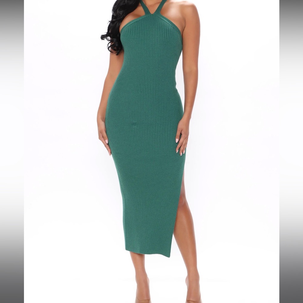 NWT Fashion Nova Sweater Maxi Dress - Green - XS